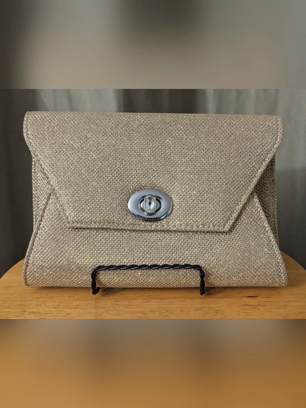 Champagne Sparkle Heels with Matching Clutch Bag